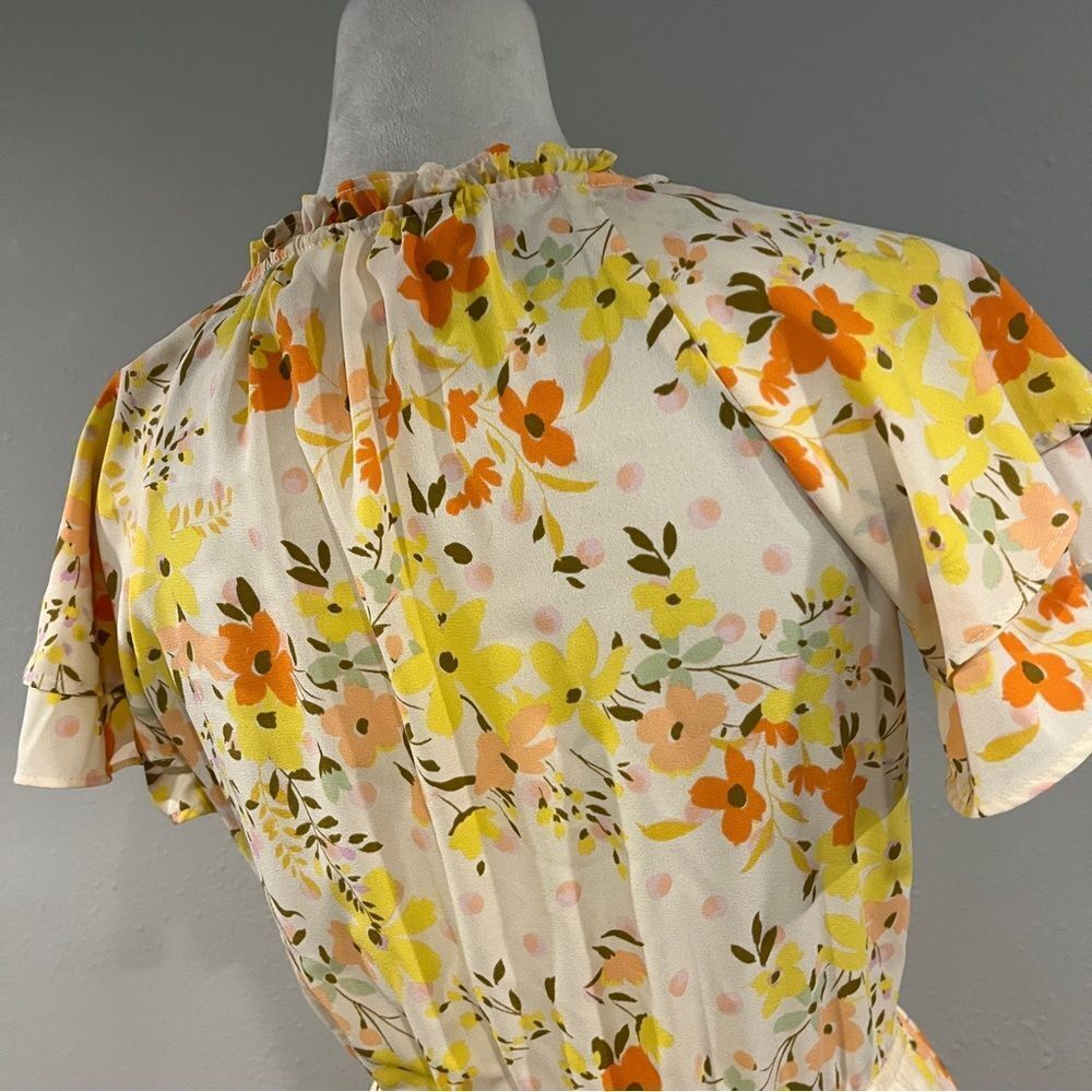 LC Lauren‎ Conrad Floral Ruffle Hem short sleeve mini Dress size XS - Picture 7 of 13